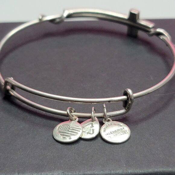Alex And Ani Spiritual Protection Cross Wrap Charm Bangle Bracelet Silver - Picture 9 of 9